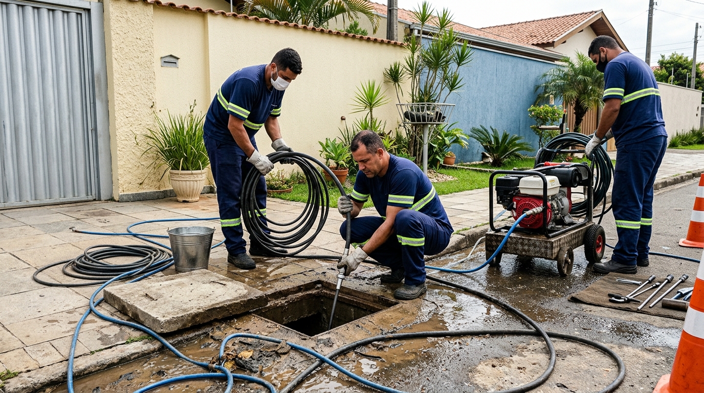 Desentupimento de esgoto residencial em Serra-ES